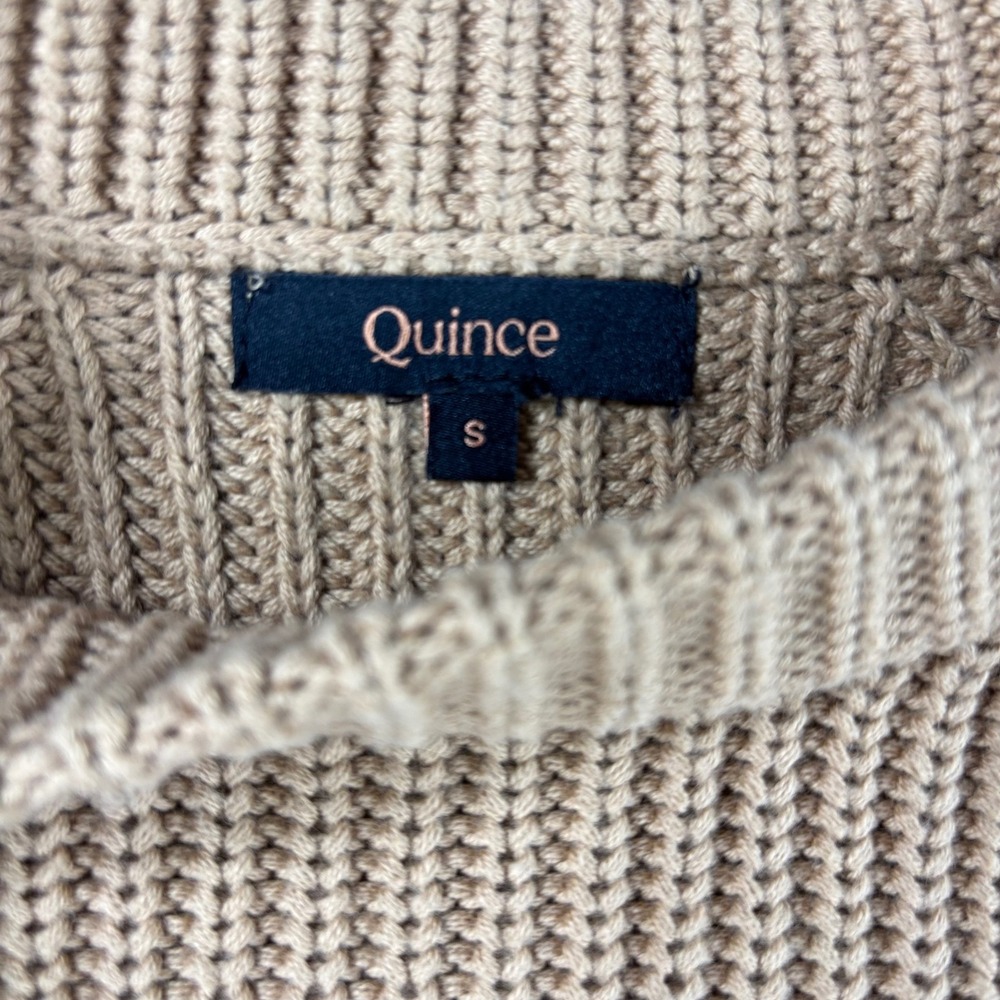 Quince Sweater Womens Small Tan Raglan Sleeve Shaker Stitch Knit Crewneck - Picture 3 of 7